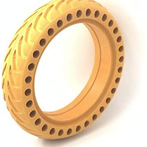 Rueda maciza microperforada en color amarillo para patinete Xiaomi M365 o Pro