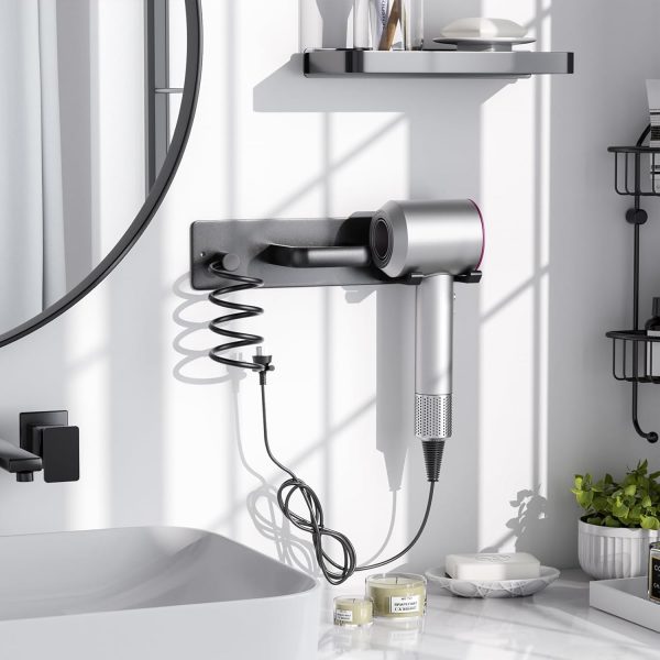 Soporte 3 en 1 para Secador de Pelo, Rizador y Herramientas de Peinado – Metal Mate Negro Mate - Imagen 2