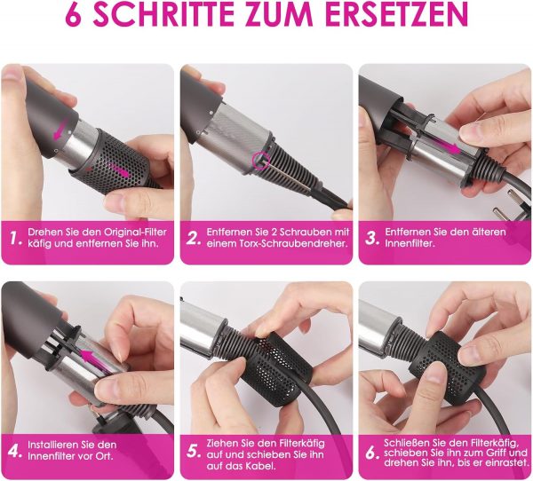 CD Recambios – Kit de Filtro Interno + Filtro Exterior Mejorado para Dyson Supersonic™ HD01 / HD03 / HD08 (Gris Metalizado) - Imagen 2